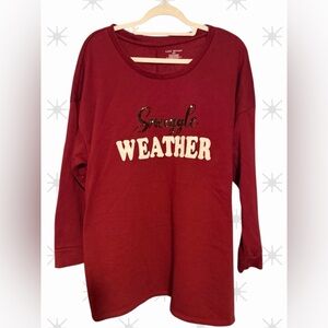 Lane Bryant Snuggle Weather Long Sleeve Tee - Red